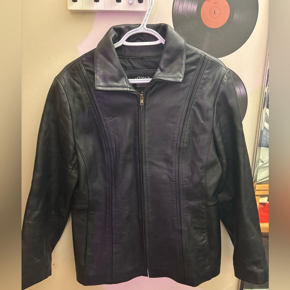 Black leather jacket